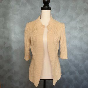 Theory Cashmere 3/4 Sleeve Cable Knit Cardigan L
